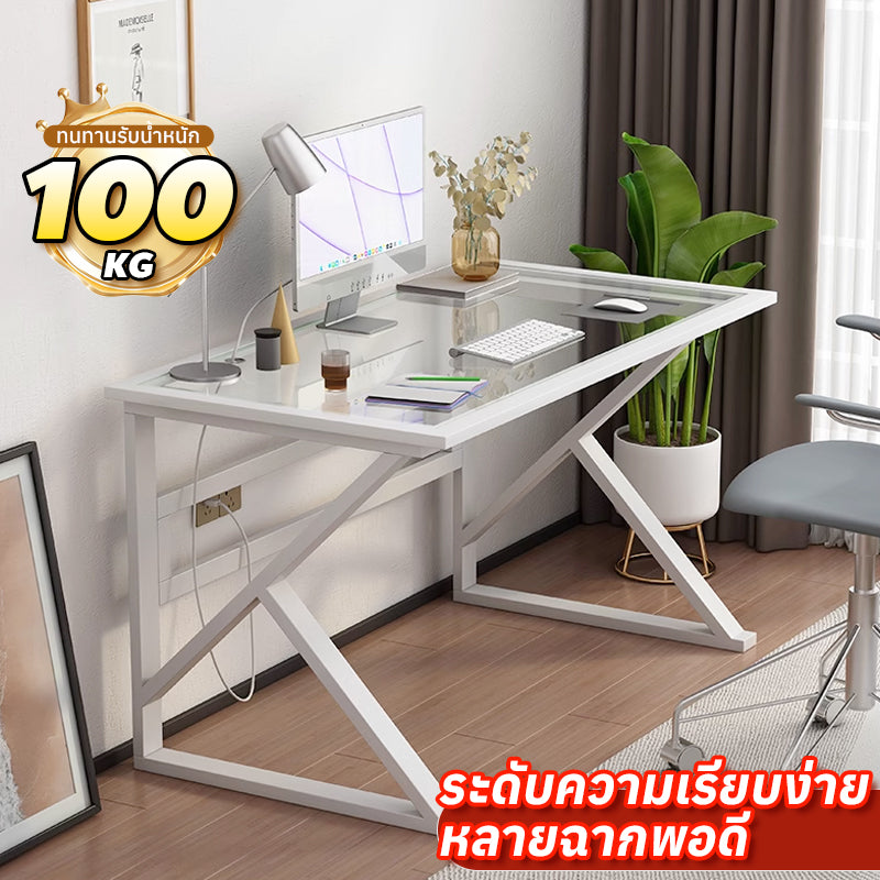 MOK 100*60*74cm Tempered Glass Explosion-Proof Strong High Temperature Resistance Carbon Steel Material Office/Study Room