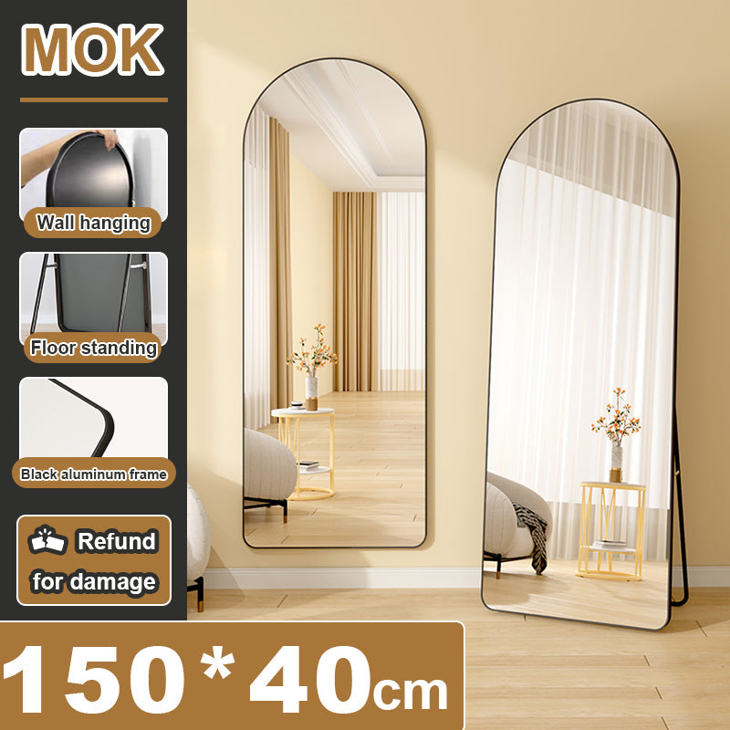 MOK Body Mirror 160/170CM Mirror With Stand Floor-To-Ceiling Wall Mounting Mirror Full Body Metal Border Full Body Mirror With Stand Whole Body Mirror Explosion-Proof HD