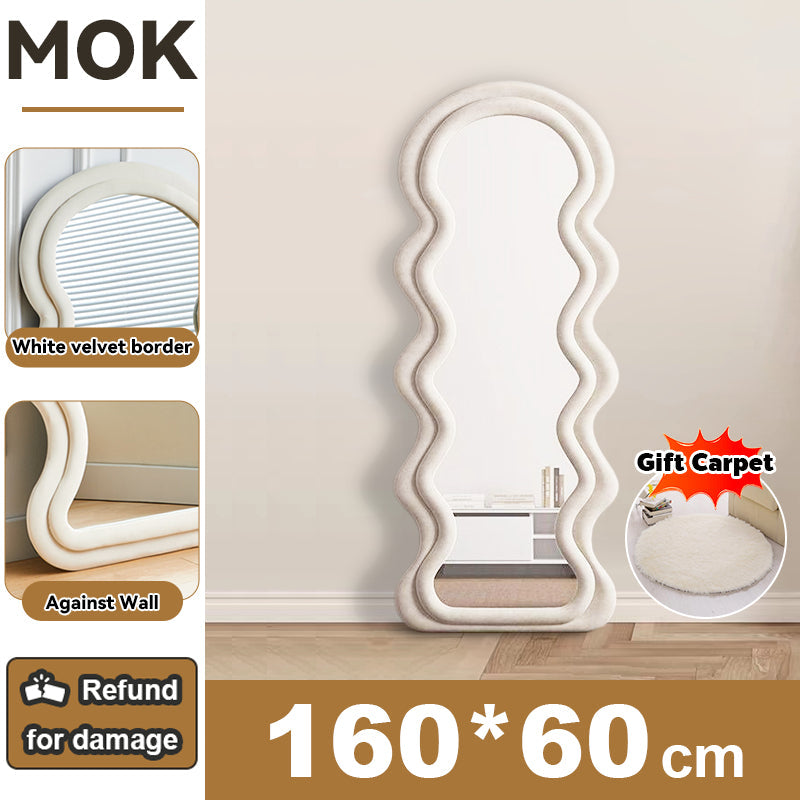 MOK Mirror 170*70CM Wave Cermin Besar Soft Cloth Edging Full Body Mirror 3 Colors