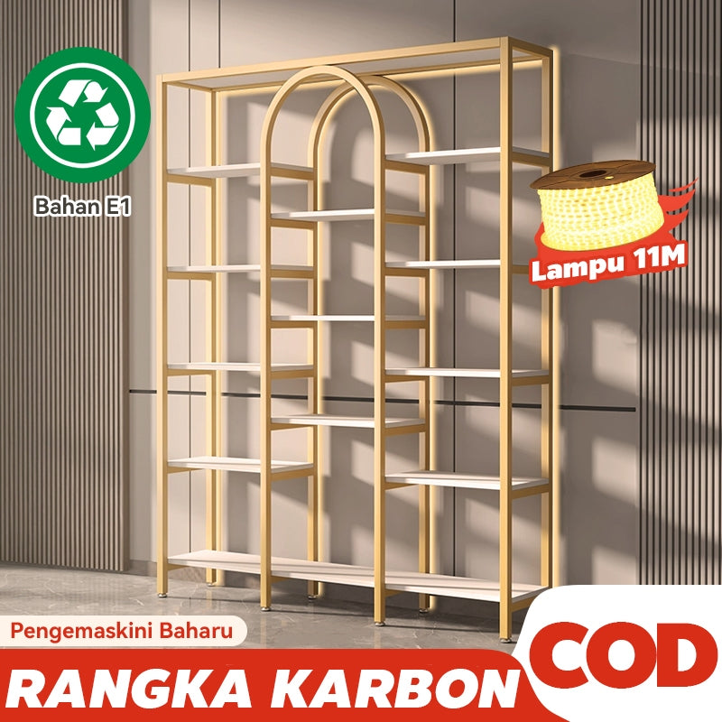 MOK 120-150cm Gold/Black Partition Display Shelves With High Load-Bearing Capacity And Large Shelf Space