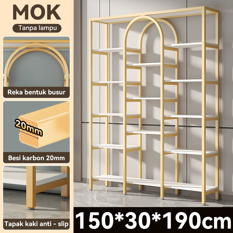 MOK 120-150cm Gold/Black Partition Display Shelves With High Load-Bearing Capacity And Large Shelf Space