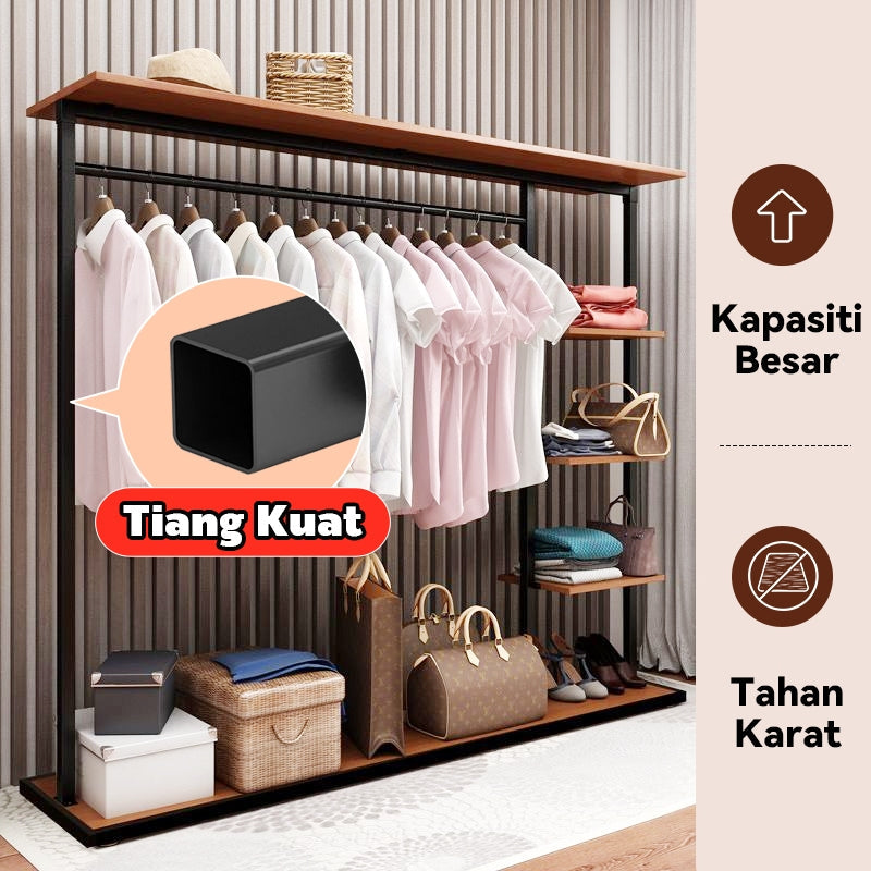 MOK 180*40*156cm Home Clothes Rack Large Space Steel Material Strong Load-Bearing Capacity Storage Rack