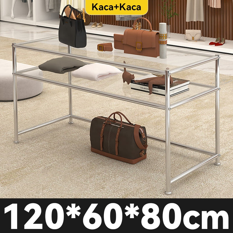MOK 120*60*80cm Three Color Multifunctional Workbench Explosion-Proof Glass Thick Stainless Steel Tube Strong Load-Bearing Capacity