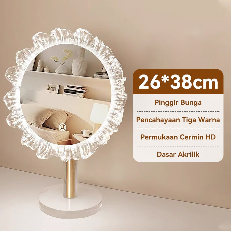 MOK Desktop Makeup Mirror Equipped With LED Lights Touchable High Definition Mirror Not Harmful To The Eyes