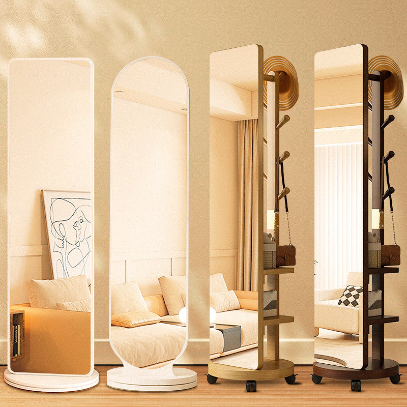 MOK 165cm Cermin 360 ° Rotating Chassis Glass+Clothes Rack+Storage Rack Three In One