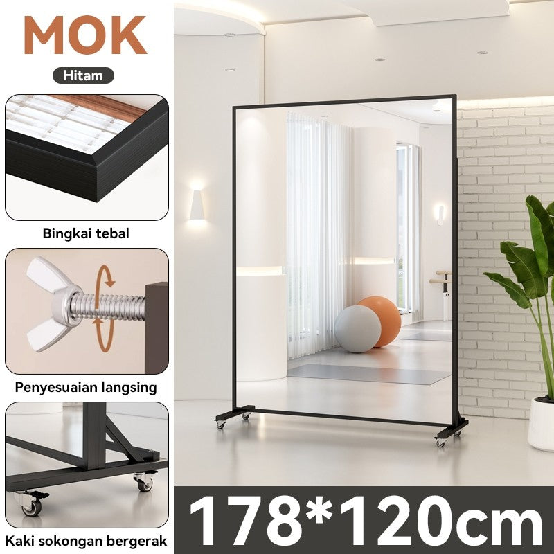 MOK With Wheels Portability 178*120CM Full Body Mirror For Yoga Studio/Gym/Dance Studio/Home Floor To Ceiling Glass