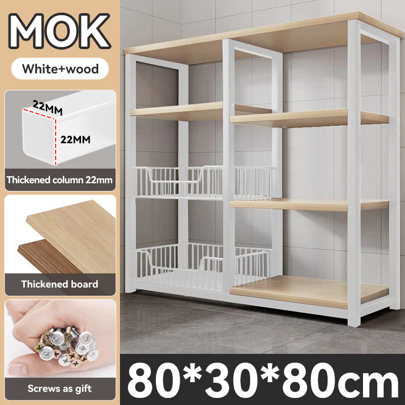 MOK 3 Layer Kitchen Rack & wheels Microwave Oven Shelf Multi-function Kitchen Storage Shelf Storage Rack Landing Rak置物架