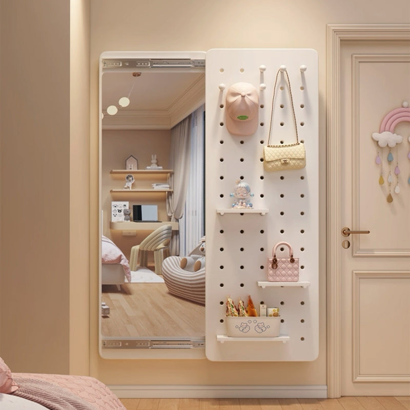 MOK กระจกเต็มตัว + แผงเก็บของ 140-160 ซม. ดีไซน์มินิมอล สีครีม ใช้ประหยัดพื้นที่ ประโยชน์ครบครัน